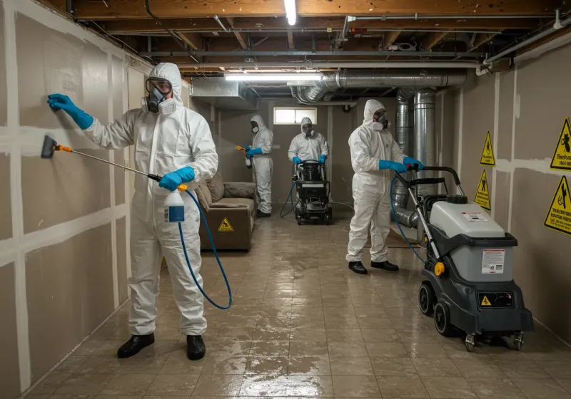 Basement Moisture Removal and Structural Drying process in Doffing, TX